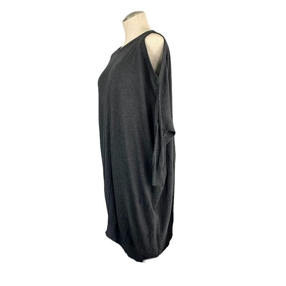 All Saints Sago Sweater Dress Gray Silk Blend Asymmetrical Cut Out Shoulder Sz 2 - Picture 7 of 10